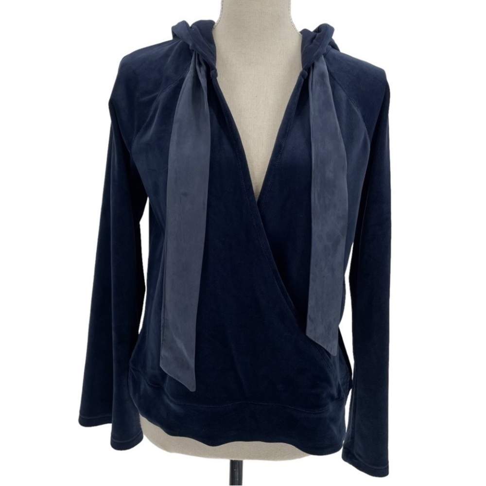 Anthropologie Saturday Sunday Velvet Velour Party Faux Wrap Hoodie Pullover S